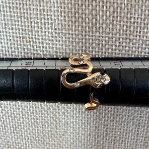 Gold Snake Ring with Crystals